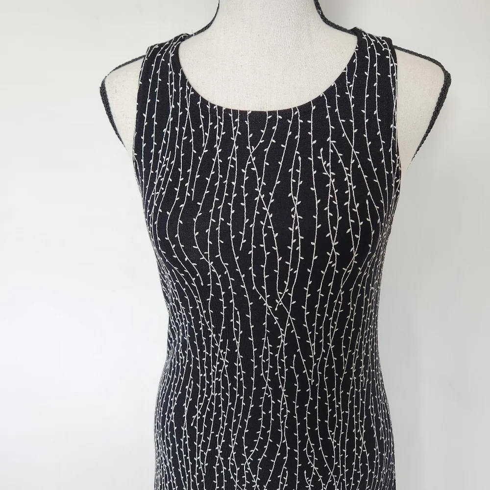 All That Jazz Vintage Mini Dress 90's Black White Slinky Sexy Goth Stretch S - Picture 3 of 13
